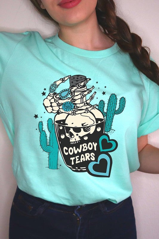 Cowboy Tears Skull Western Graphic T Shirts