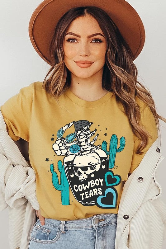 Cowboy Tears Skull Western Graphic T Shirts
